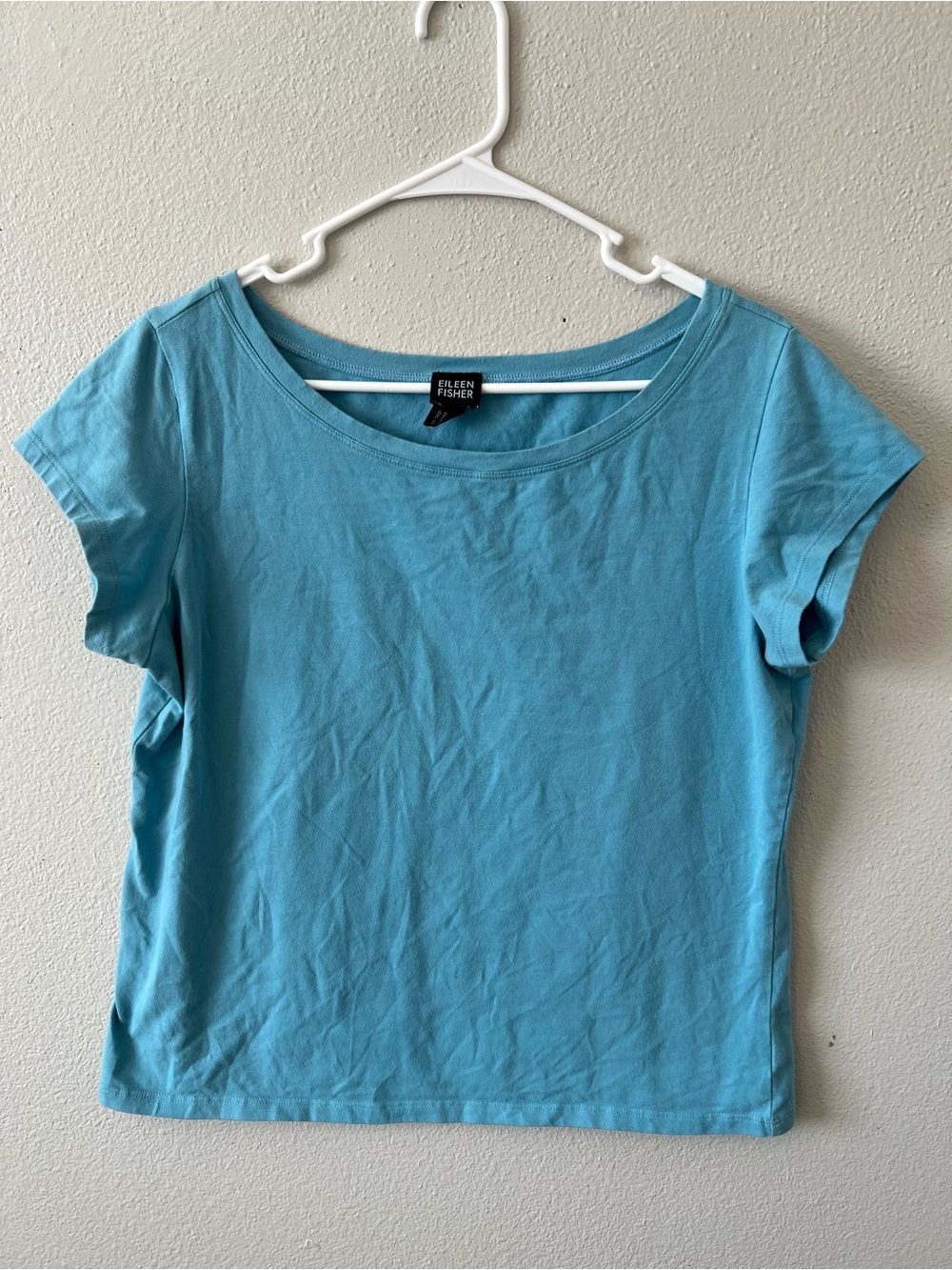Eileen Fisher Organic Cotton Sky Blue Short Sleeve T-Shirt Lightweight Casual